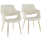 Vintage Flair Dining Accent Chair in Gold & Cream Velvet (Set of 2)